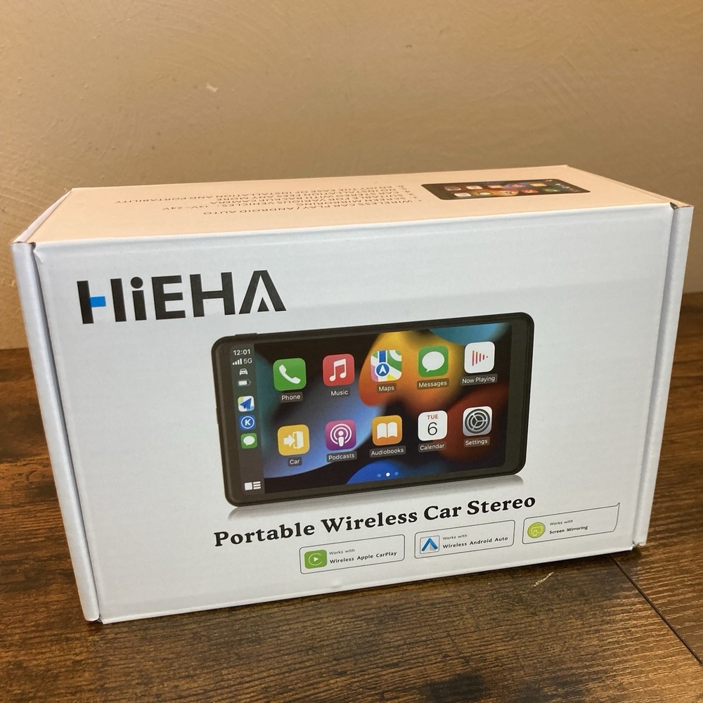 HIEHA portable wireless CarPlay Android Auto Touch Screen Car Radio Stereo